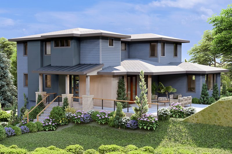 House Blueprint - Exterior - Other Elevation 1 for Contemporary House Plan #124-1368 - 4 bed, 3.5 bath