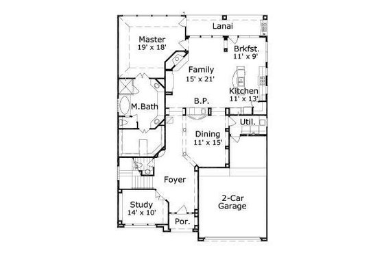 Floor Plan - Main Floor for European House Plan #411-347 - 3 bed, 2.5 bath
