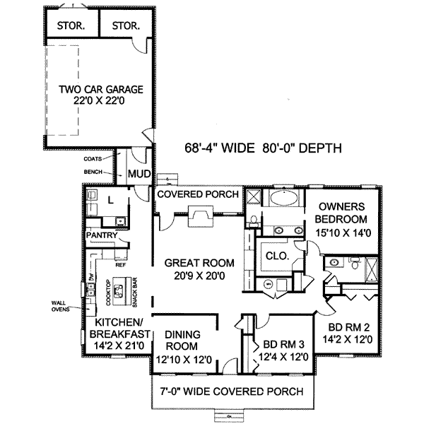 House Design - Southern Floor Plan - Main Floor Plan #44-146