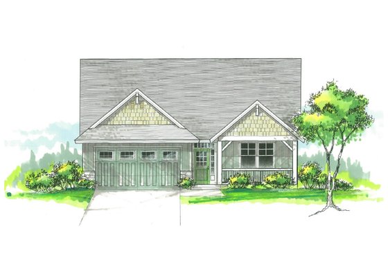 Exterior - Front Elevation for Craftsman House Plan #53-497 - 3 bed, 2 bath