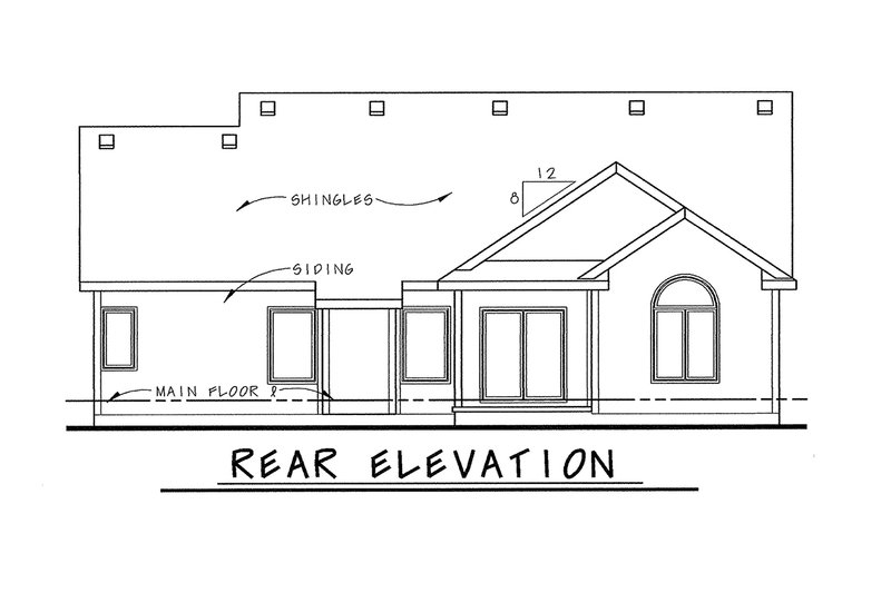 Home Plan - Exterior - Rear Elevation for Traditional House Plan #20-1666 - 3 bed, 2 bath