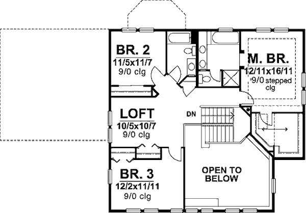 Bungalow Floor Plan - Upper Floor Plan #320-397