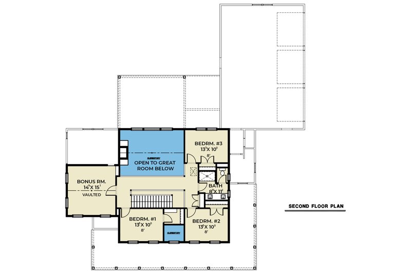 House Blueprint - Floor Plan - Upper Floor for Farmhouse House Plan #1070-268 - 4 bed, 2.5 bath