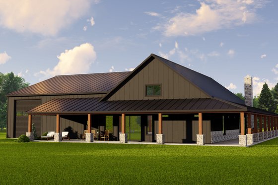 Exterior - Rear Elevation for Barndominium House Plan #1064-204 - 3 bed, 2.5 bath
