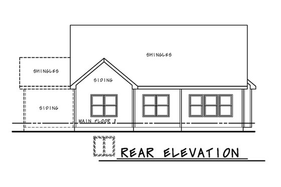 Exterior - Rear Elevation for Farmhouse House Plan #20-2446 - 2 bed, 2 bath