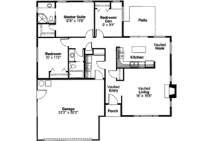 Floor Plan - Main Floor for Ranch House Plan #124-182 - 3 bed, 2 bath