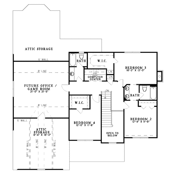 Traditional Floor Plan - Upper Floor Plan #17-401