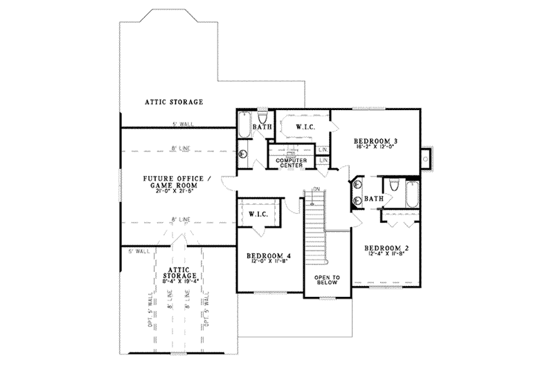 Dream House Plan - Floor Plan - Upper Floor for Traditional House Plan #17-401 - 4 bed, 3.5 bath