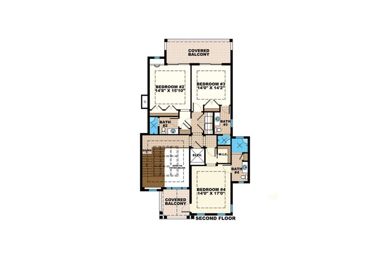 House Blueprint - Floor Plan - Upper Floor for Country House Plan #27-547 - 5 bed, 5.5 bath
