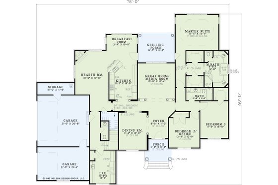 Floor Plan - Main Floor for European House Plan #17-587 - 4 bed, 3.5 bath