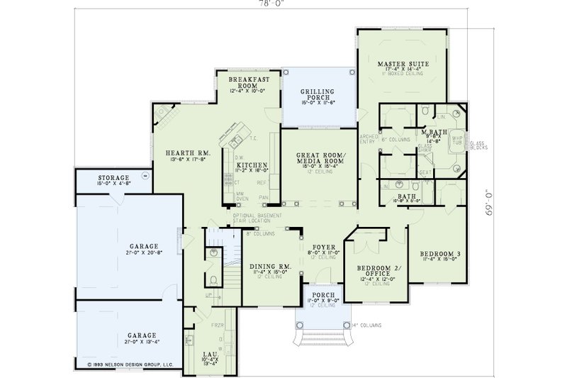 Home Plan - Floor Plan - Main Floor for European House Plan #17-587 - 4 bed, 3.5 bath