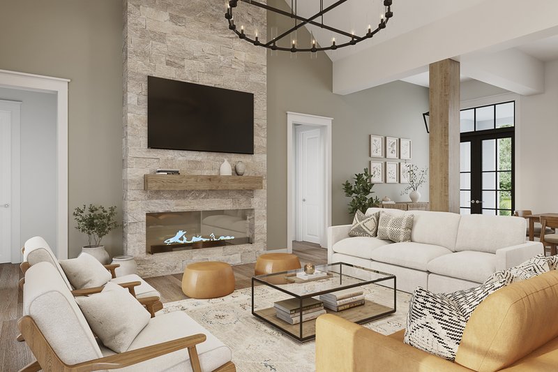 Architectural House Design - Interior - Family Room for Farmhouse House Plan #430-423 - 4 bed, 3.5 bath