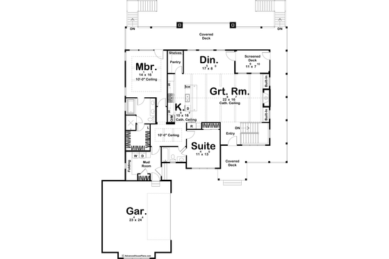 Floor Plan - Main Floor for Farmhouse House Plan #455-258 - 2 bed, 2 bath