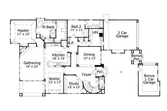 Floor Plan - Main Floor for European House Plan #411-308 - 4 bed, 4.5 bath