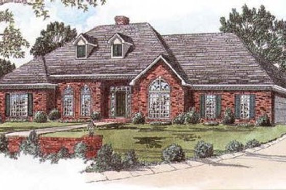Exterior - Front Elevation for European House Plan #16-172 - 4 bed, 3.5 bath