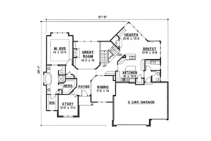 Floor Plan - Main Floor for Traditional House Plan #67-327 - 4 bed, 3 bath