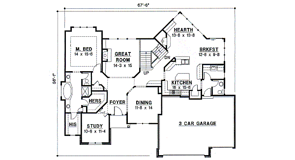 Traditional Floor Plan - Main Floor Plan #67-327