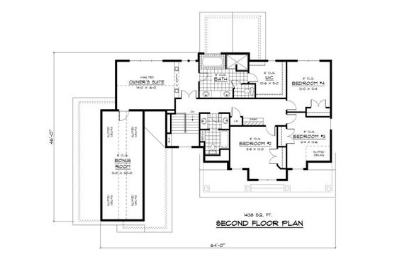 Floor Plan - Upper Floor for Craftsman House Plan #51-289 - 4 bed, 2.5 bath