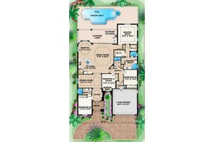 Floor Plan - Main Floor for Mediterranean House Plan #27-402 - 4 bed, 3 bath