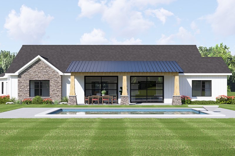 Dream House Plan - Exterior - Rear Elevation for Ranch House Plan #1064-483 - 2 bed, 2.5 bath