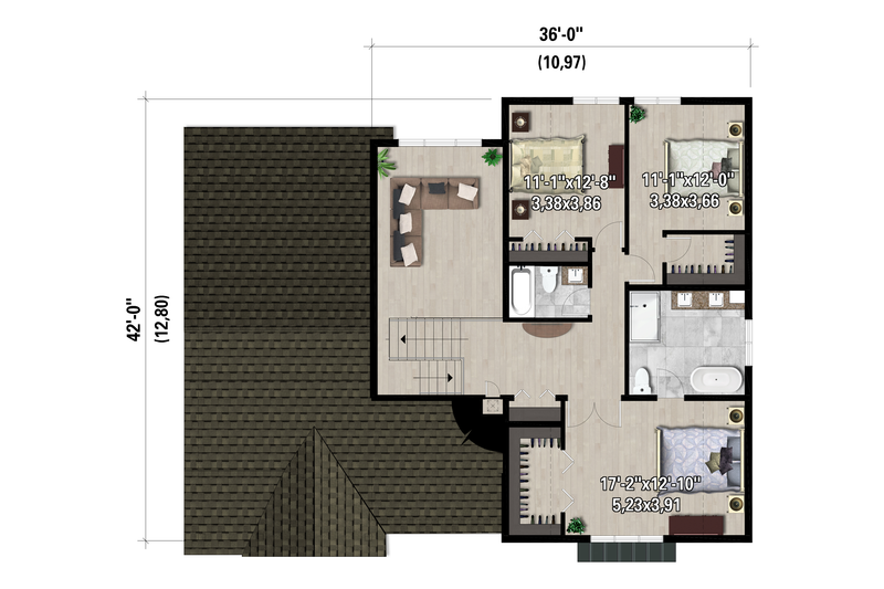 Architectural House Design - Floor Plan - Upper Floor 1 for Farmhouse House Plan #25-5047 - 3 bed, 2.5 bath