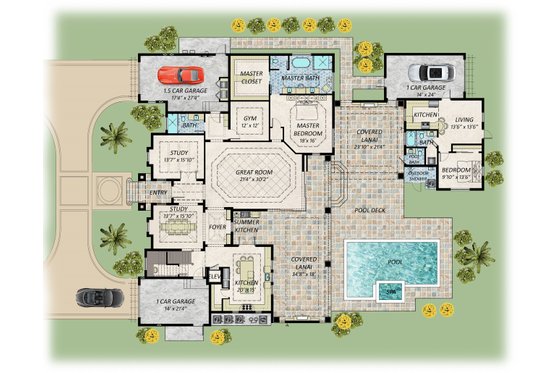 Floor Plan - Main Floor for Contemporary House Plan #548-61 - 5 bed, 6.5 bath