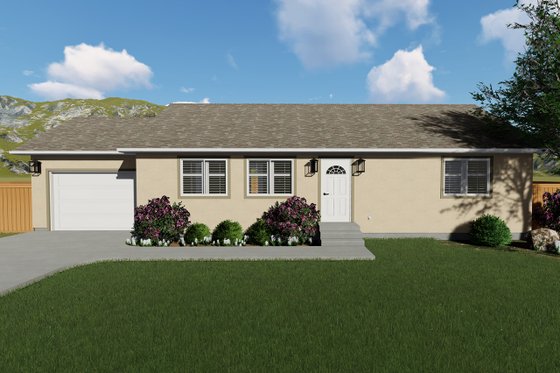 Exterior - Front Elevation 3 for Ranch House Plan #1060-3 - 2 bed, 1 bath