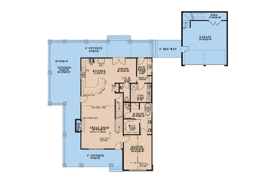 Floor Plan - Main Floor for Cabin House Plan #923-415 - 4 bed, 3.5 bath