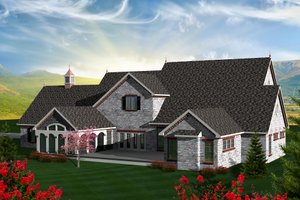 Exterior - Rear Elevation for European House Plan #70-1151 - 4 bed, 3.5 bath
