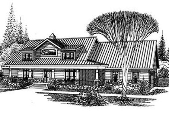 Exterior - Front Elevation for Country House Plan #15-217 - 4 bed, 4 bath