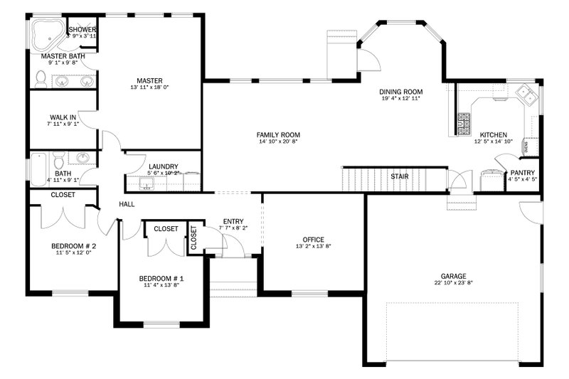 House Design - Floor Plan - Main Floor for Country House Plan #1060-253 - 3 bed, 2 bath