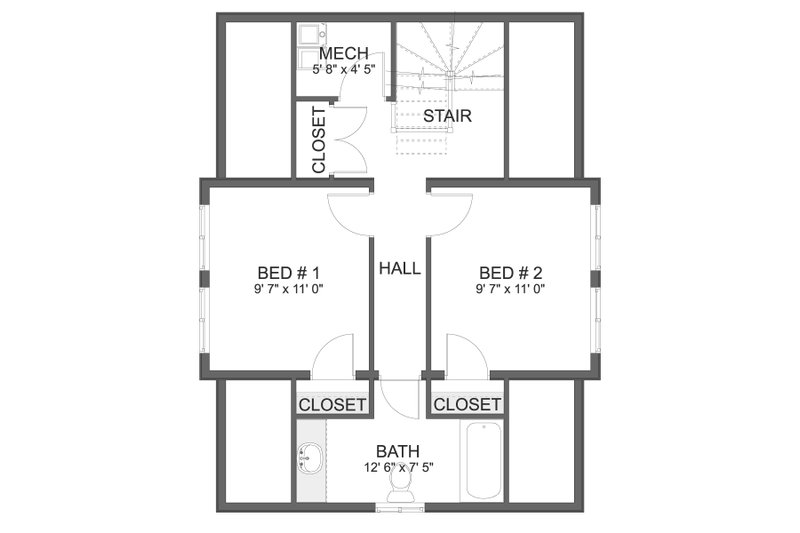 Dream House Plan - Floor Plan - Upper Floor for Craftsman House Plan #1060-286 - 3 bed, 2 bath