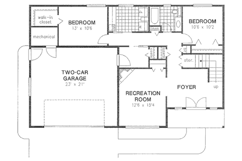 Architectural House Design - Floor Plan - Lower Floor for Traditional House Plan #18-8969 - 5 bed, 3 bath