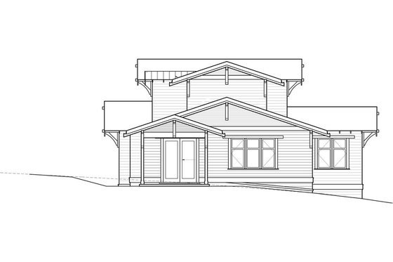 Exterior - Rear Elevation for Craftsman House Plan #895-45 - 4 bed, 3 bath