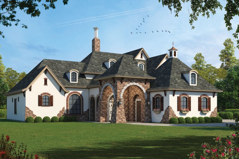 Home Plan - Exterior - Front Elevation 3 for European House Plan #20-1731 - 4 bed, 4.5 bath