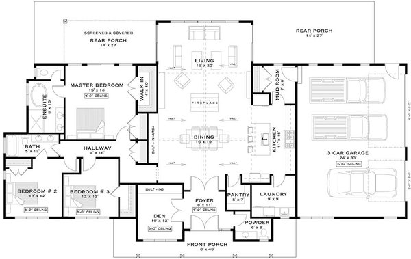 Home Plan - Farmhouse Floor Plan - Main Floor Plan #1101-26