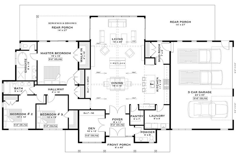 Home Plan - Floor Plan - Main Floor for Farmhouse House Plan #1101-26 - 3 bed, 2.5 bath