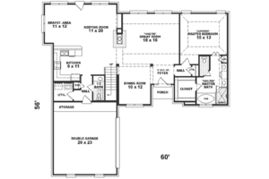 Floor Plan - Main Floor for Traditional House Plan #81-536 - 3 bed, 2.5 bath