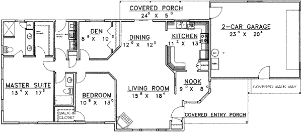 House Design - Ranch Floor Plan - Main Floor Plan #117-287