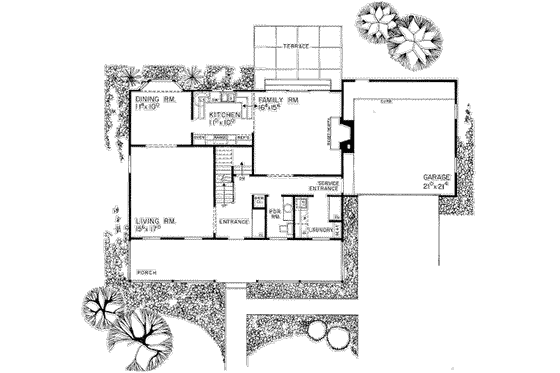 Floor Plan - Main Floor for Country House Plan #72-448 - 3 bed, 2.5 bath