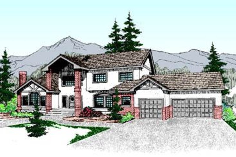 Home Plan - Tudor Exterior - Front Elevation Plan #60-208