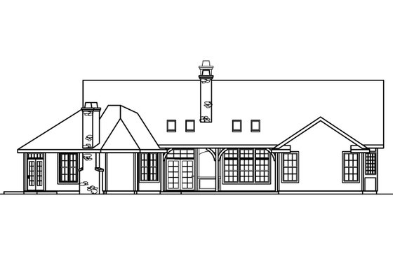 Exterior - Rear Elevation for Ranch House Plan #124-383 - 4 bed, 2.5 bath