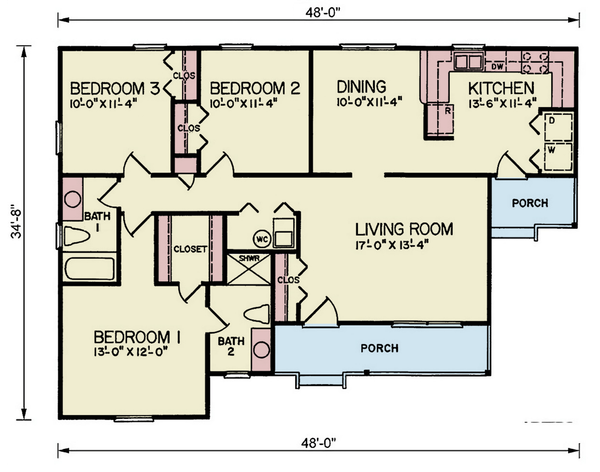 House Blueprint - Traditional Floor Plan - Main Floor Plan #54-672