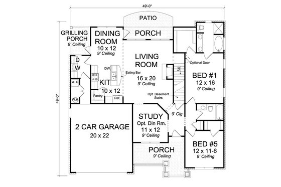 Floor Plan - Main Floor for Traditional House Plan #513-2061 - 5 bed, 4 bath