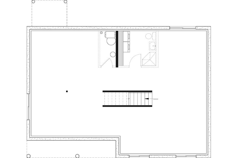 House Blueprint - Floor Plan - Lower Floor for Bungalow House Plan #23-2830 - 3 bed, 1 bath