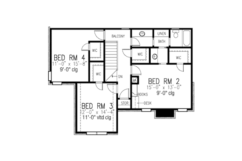 Dream House Plan - Floor Plan - Upper Floor for European House Plan #410-384 - 4 bed, 2.5 bath