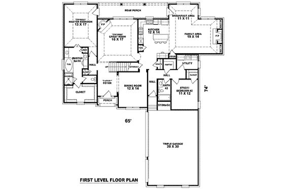 Floor Plan - Main Floor for European House Plan #81-1167 - 3 bed, 3 bath