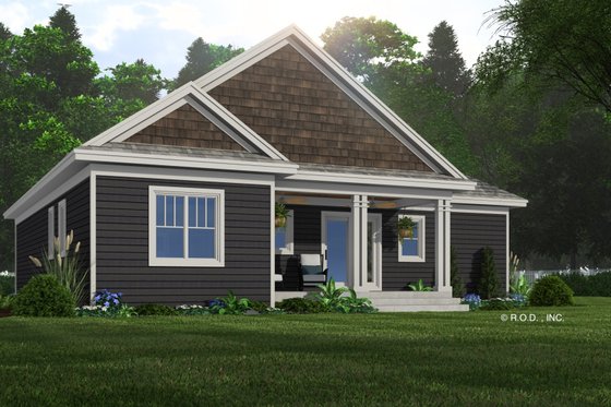 Exterior - Rear Elevation 2 for Craftsman House Plan #51-1488 - 2 bed, 2 bath