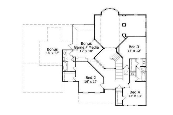 Floor Plan - Upper Floor for European House Plan #411-741 - 5 bed, 3.5 bath