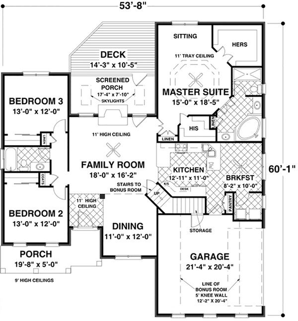 Architectural House Design - Southern Floor Plan - Main Floor Plan #56-630